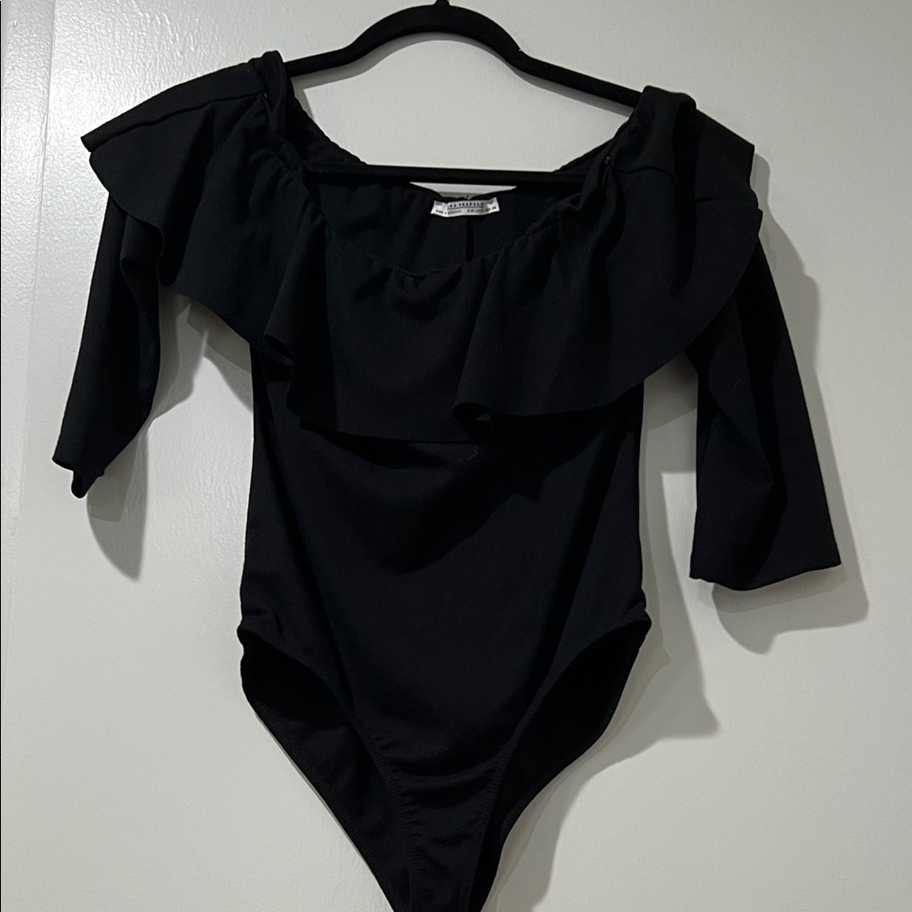 Zara Black Ruffle Bodysuit